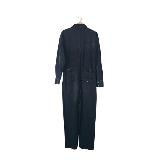 Free People x Care FP Townes Denim Coveralls/Jumpsuit Black Size Large - Picture 4 of 11